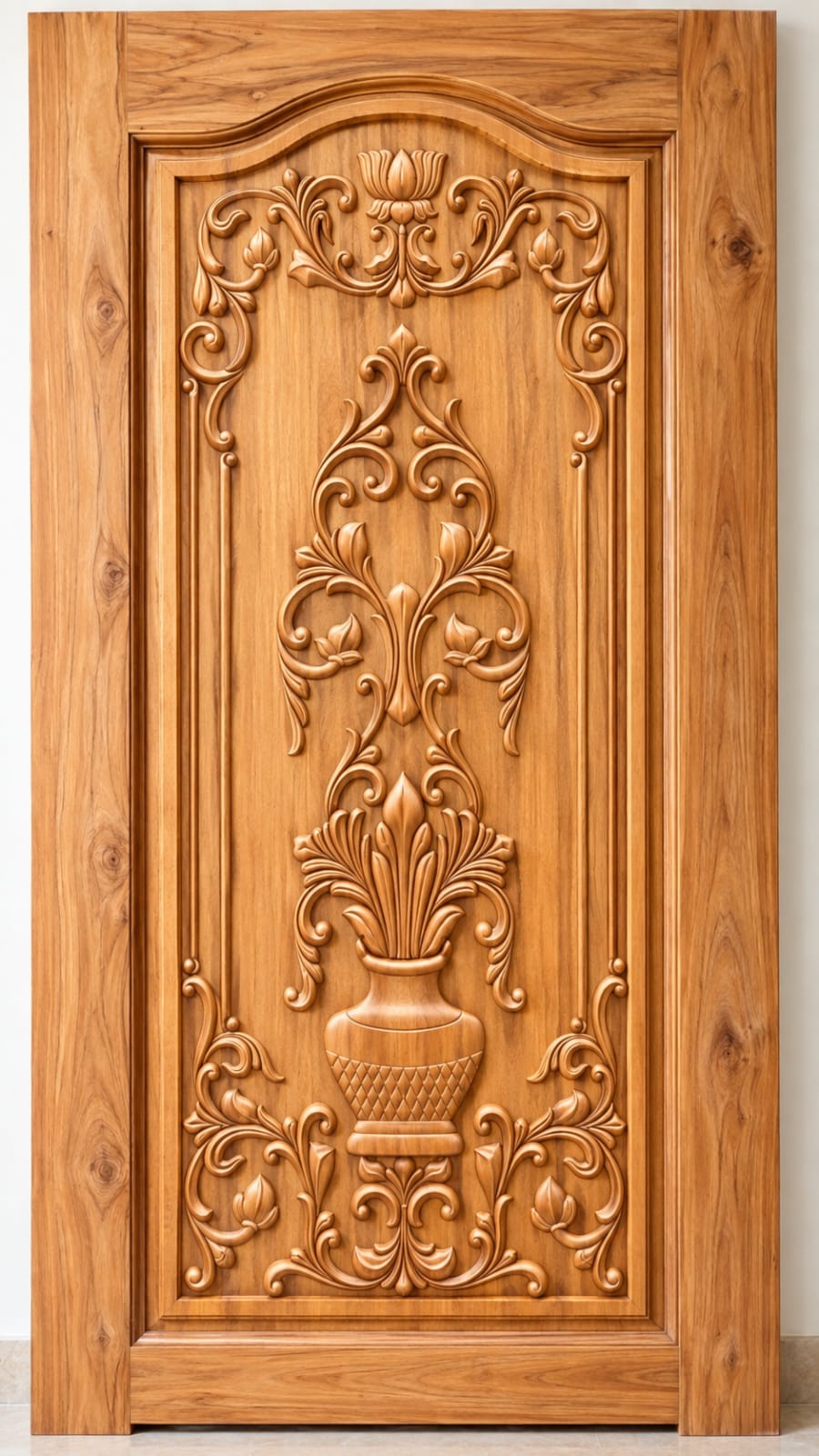 Royal Floral Kalash Teak Wood Door