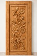 Teak Wood Floral Vine & Lotus Carved Door