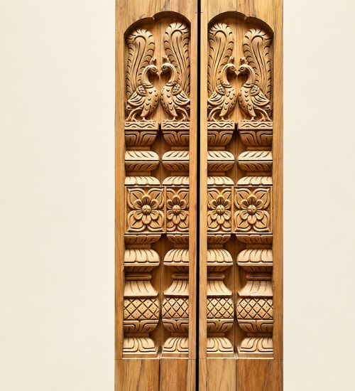 Twin Peacock Carved Frame