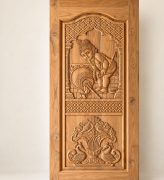 Krishna & Peacock Carved Door