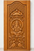 Teak Wood Ganesha Temple Arch & Peacock Carved Door