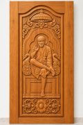 Teak Wood Sai Baba Temple Carved Door