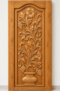Teak Wood Floral Scroll & Ornamental Carved Door