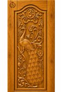 Teak Wood Peacock & Om Symbol Floral Carved Door