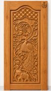 Teak Wood Royal Peacock & Elephant Floral Carved Door