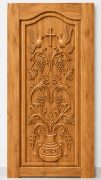 Teak Wood Twin Birds, Christian Cross & Grape Vine Carved Door